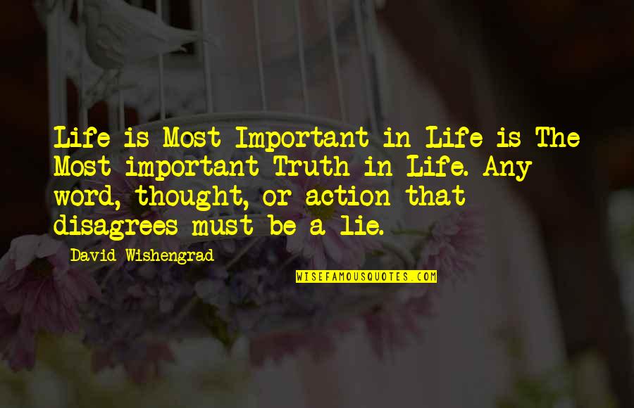 A Thought Quotes By David Wishengrad: Life is Most Important in Life is The