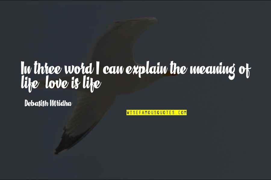 A Three Word Quotes By Debasish Mridha: In three word I can explain the meaning