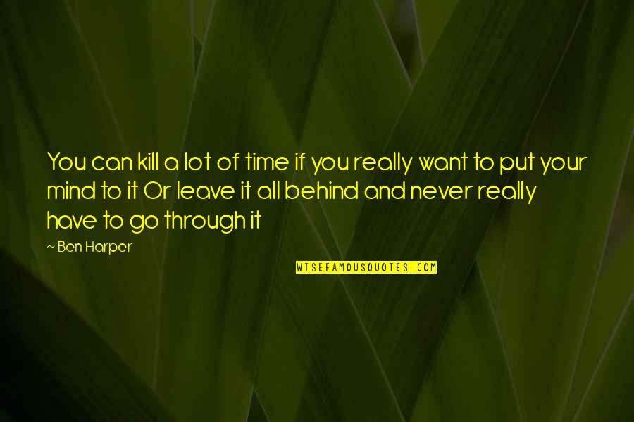 A Time To Kill Quotes By Ben Harper: You can kill a lot of time if