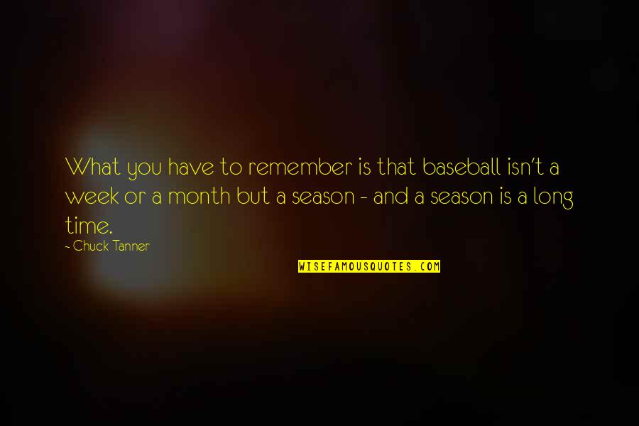 A Time To Remember Quotes By Chuck Tanner: What you have to remember is that baseball