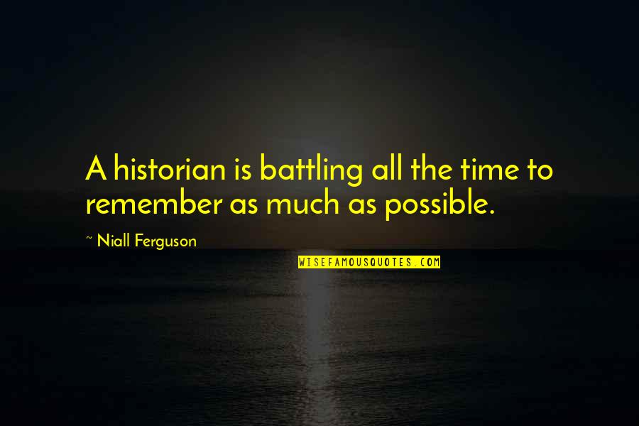 A Time To Remember Quotes By Niall Ferguson: A historian is battling all the time to