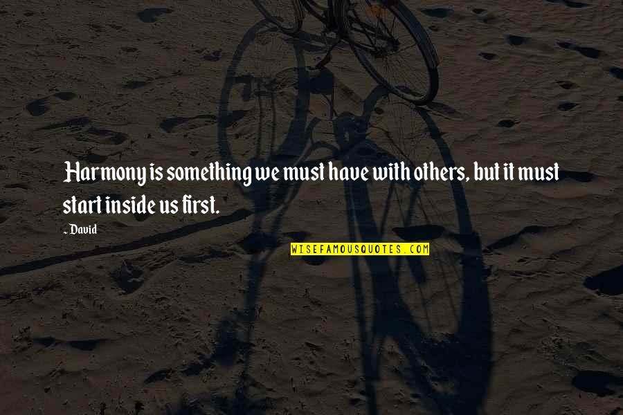 A Tiring Day Quotes By David: Harmony is something we must have with others,