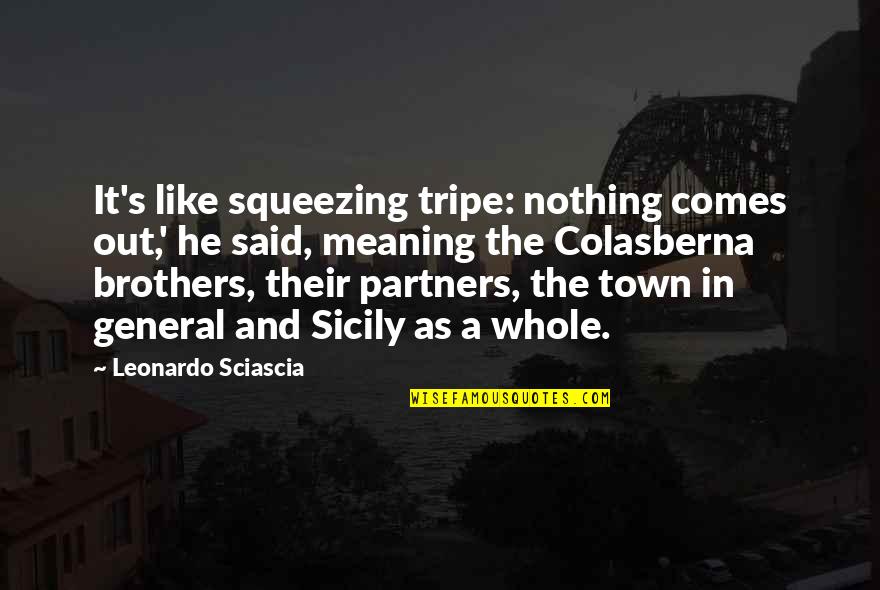 A Town Quotes By Leonardo Sciascia: It's like squeezing tripe: nothing comes out,' he