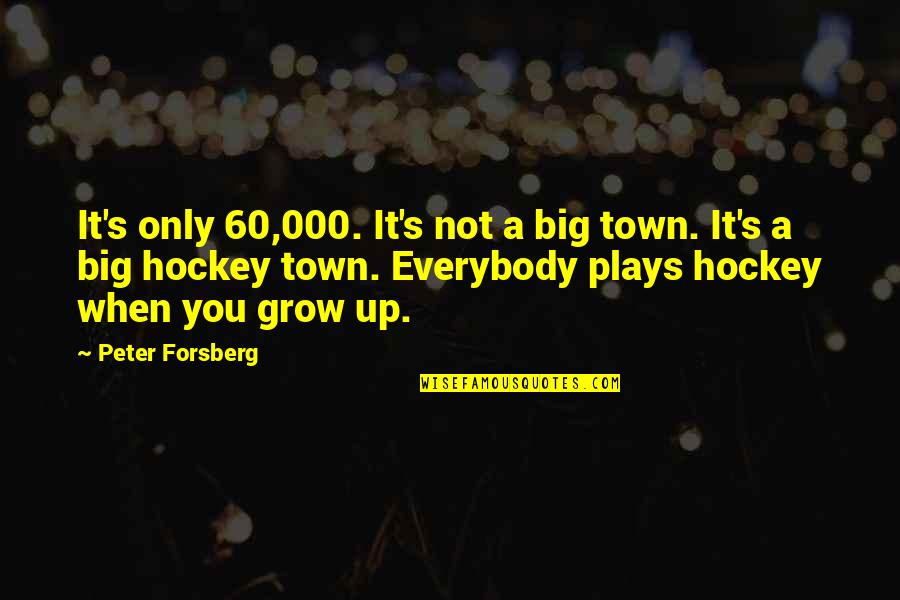 A Town Quotes By Peter Forsberg: It's only 60,000. It's not a big town.