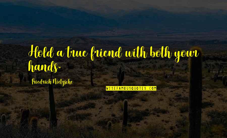 A True Friendship Quotes By Friedrich Nietzsche: Hold a true friend with both your hands.