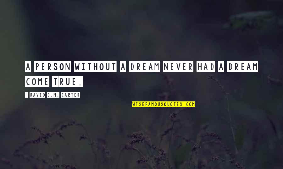 A True Person Quotes By David C.M. Carter: A person without a dream never had a A True Person Quotes By David C.M. Carter: A person without a dream never had a