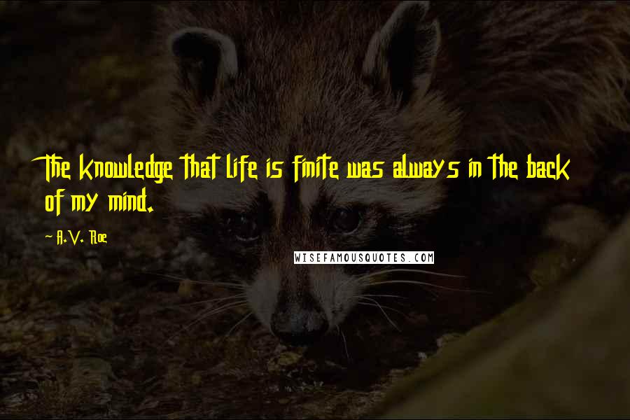 A.V. Roe quotes: The knowledge that life is finite was always in the back of my mind.