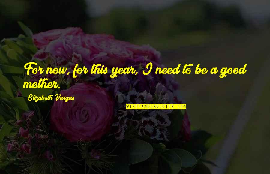 A Very Good Year Quotes By Elizabeth Vargas: For now, for this year, I need to