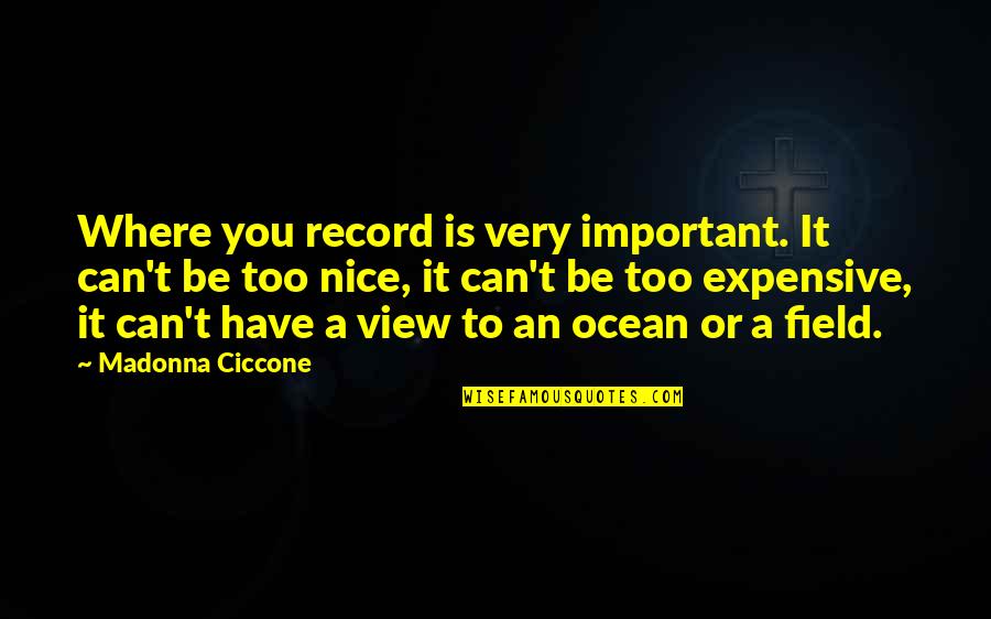 A View Of The Ocean Quotes By Madonna Ciccone: Where you record is very important. It can't