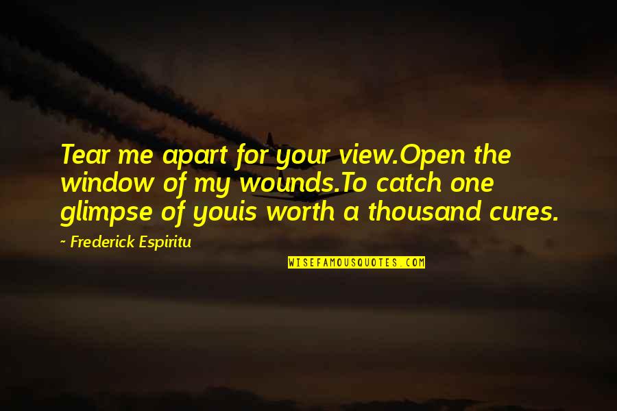 A View Quote Quotes By Frederick Espiritu: Tear me apart for your view.Open the window