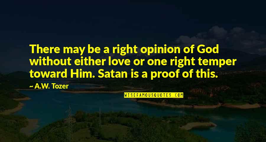 A.w. Tozer Best Quotes By A.W. Tozer: There may be a right opinion of God