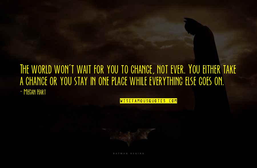 A While Quotes By Megan Hart: The world won't wait for you to change,