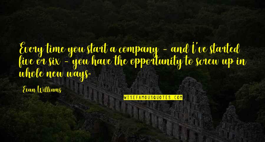A Whole New You Quotes By Evan Williams: Every time you start a company - and