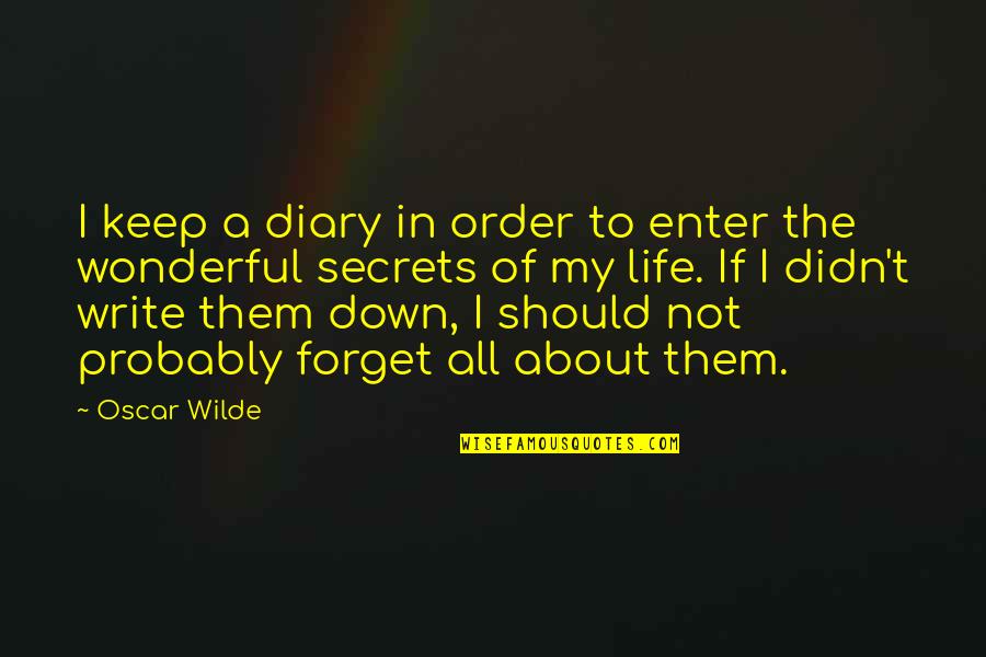 A Wonderful Life Quotes By Oscar Wilde: I keep a diary in order to enter