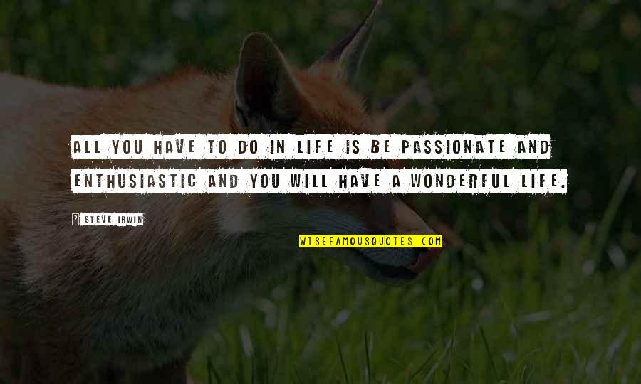 A Wonderful Life Quotes By Steve Irwin: All you have to do in life is