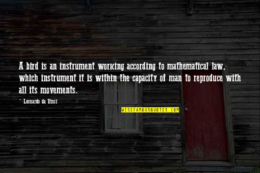 A Working Man Quotes By Leonardo Da Vinci: A bird is an instrument working according to