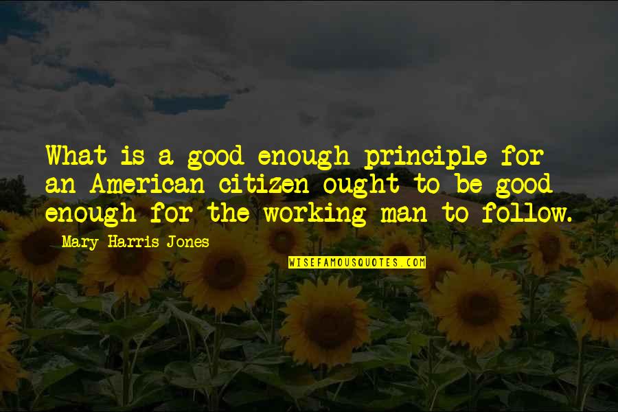 A Working Man Quotes By Mary Harris Jones: What is a good enough principle for an