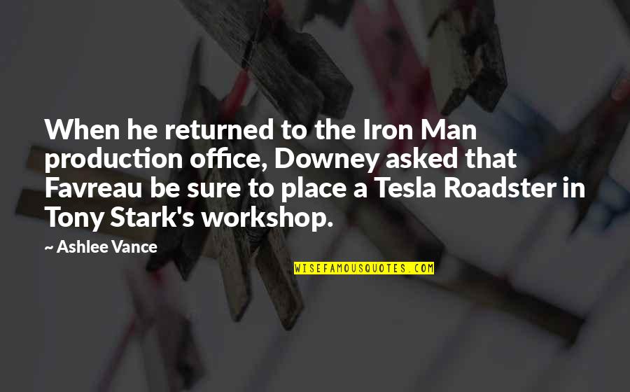 A Workshop Quotes By Ashlee Vance: When he returned to the Iron Man production