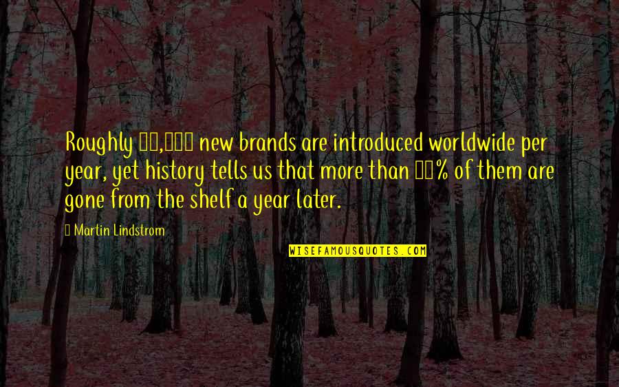 A Year Gone By Quotes By Martin Lindstrom: Roughly 21,000 new brands are introduced worldwide per