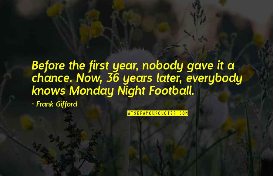 A Year Later Quotes By Frank Gifford: Before the first year, nobody gave it a