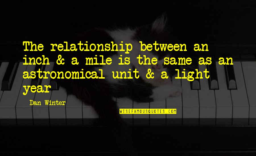 A Year Relationship Quotes By Dan Winter: The relationship between an inch & a mile