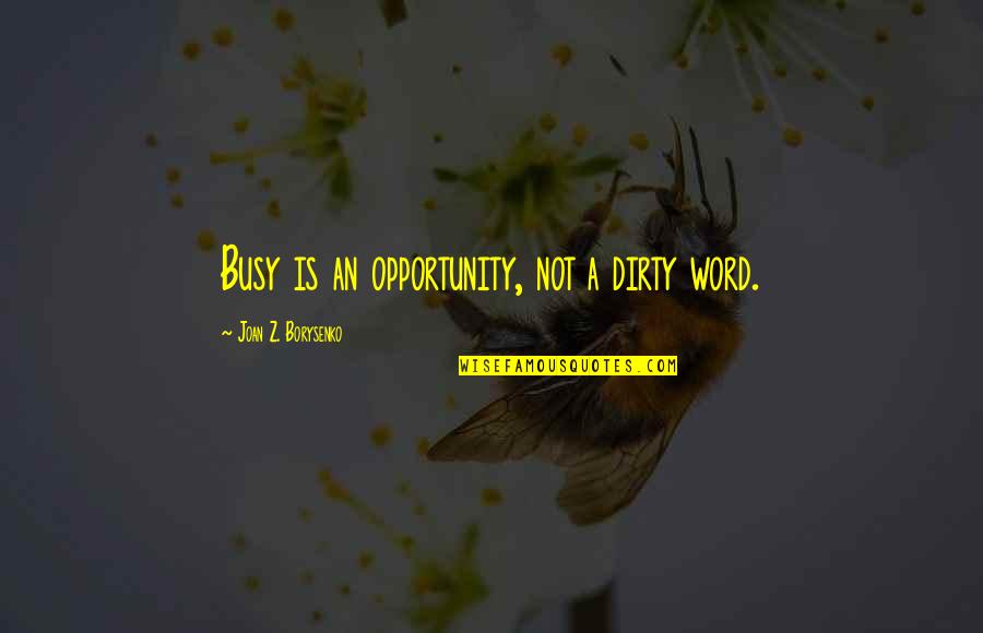 A Z Quotes By Joan Z. Borysenko: Busy is an opportunity, not a dirty word.