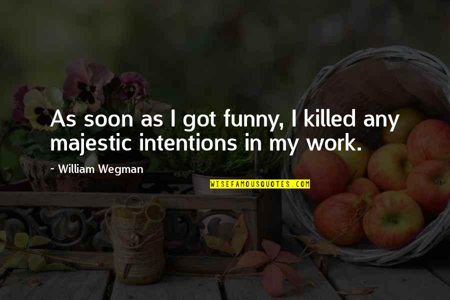 Aa Daily Reflections Quote Quotes By William Wegman: As soon as I got funny, I killed