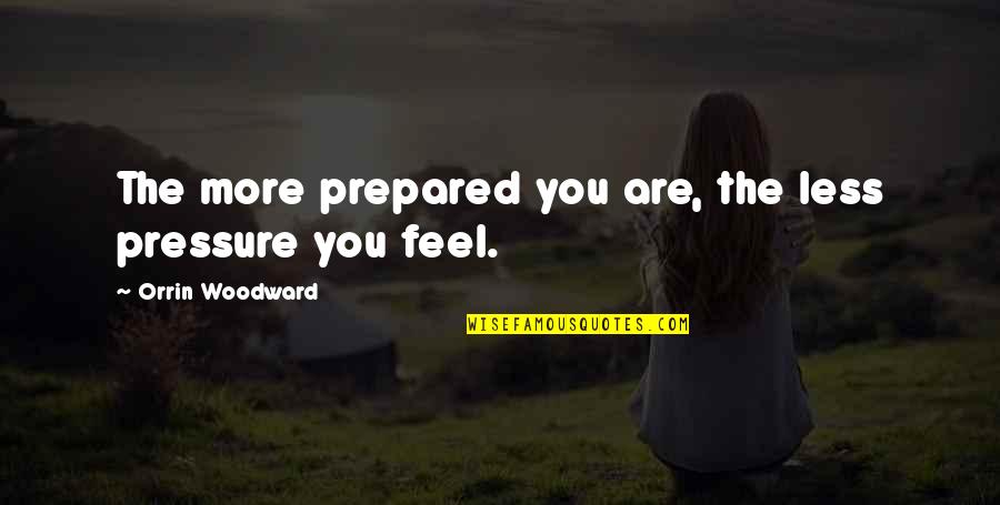 Aadhya Analytics Quotes By Orrin Woodward: The more prepared you are, the less pressure
