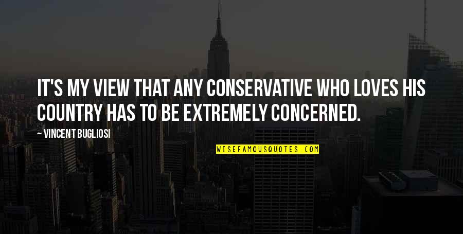 Aanraken In Het Quotes By Vincent Bugliosi: It's my view that any conservative who loves Aanraken In Het Quotes By Vincent Bugliosi: It's my view that any conservative who loves