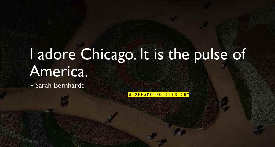 Aanwezigen Quotes By Sarah Bernhardt: I adore Chicago. It is the pulse of