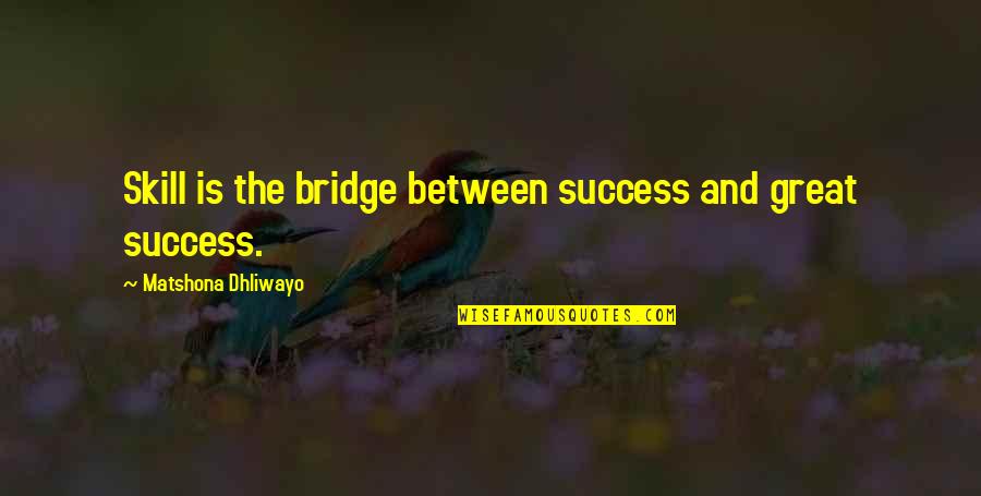 Aapeli Biljardi Quotes By Matshona Dhliwayo: Skill is the bridge between success and great