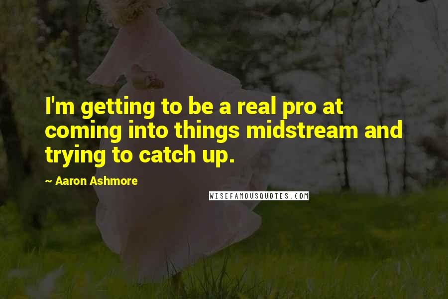 Aaron Ashmore quotes: I'm getting to be a real pro at coming into things midstream and trying to catch up.