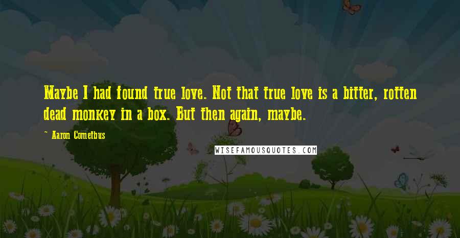 Aaron Cometbus quotes: Maybe I had found true love. Not that true love is a bitter, rotten dead monkey in a box. But then again, maybe.