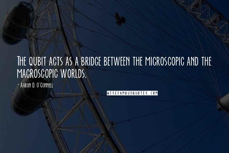 Aaron D. O'Connell quotes: The qubit acts as a bridge between the microscopic and the macroscopic worlds.