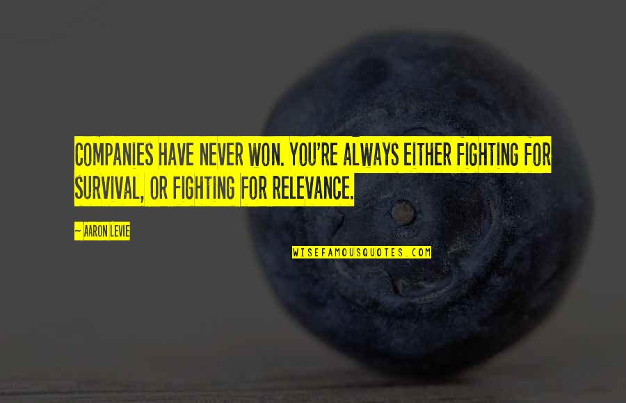 Aaron Levie Quotes By Aaron Levie: Companies have never won. You're always either fighting