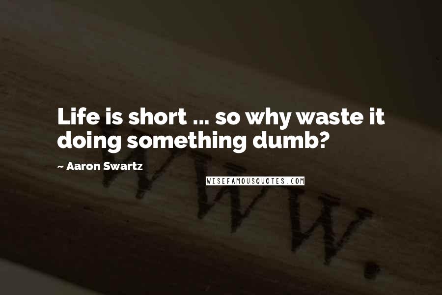 Aaron Swartz quotes: Life is short ... so why waste it doing something dumb?