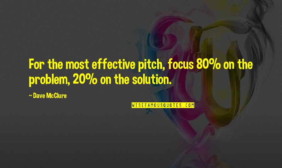 Aarthi Swaminathan Quotes By Dave McClure: For the most effective pitch, focus 80% on