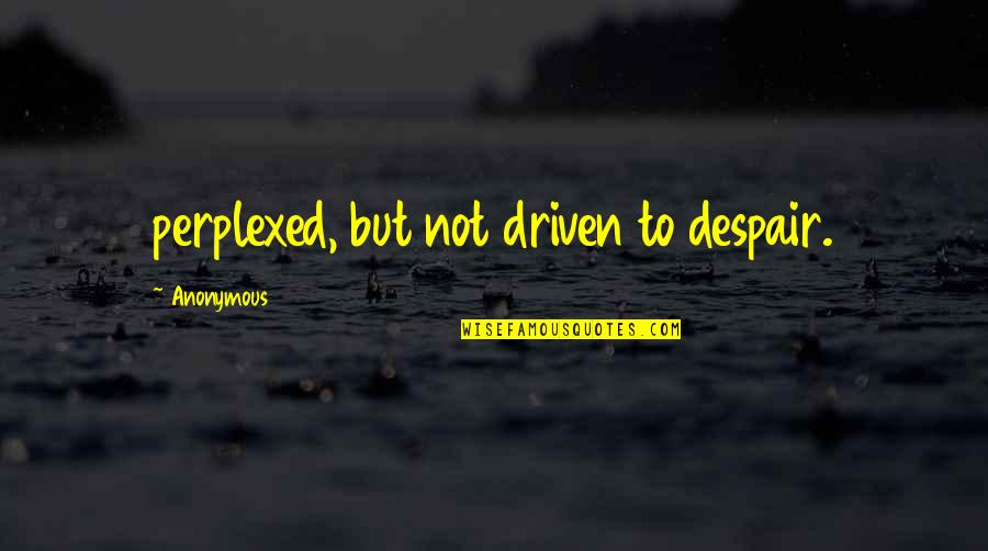 Aavikko Kettu Quotes By Anonymous: perplexed, but not driven to despair. Aavikko Kettu Quotes By Anonymous: perplexed, but not driven to despair.