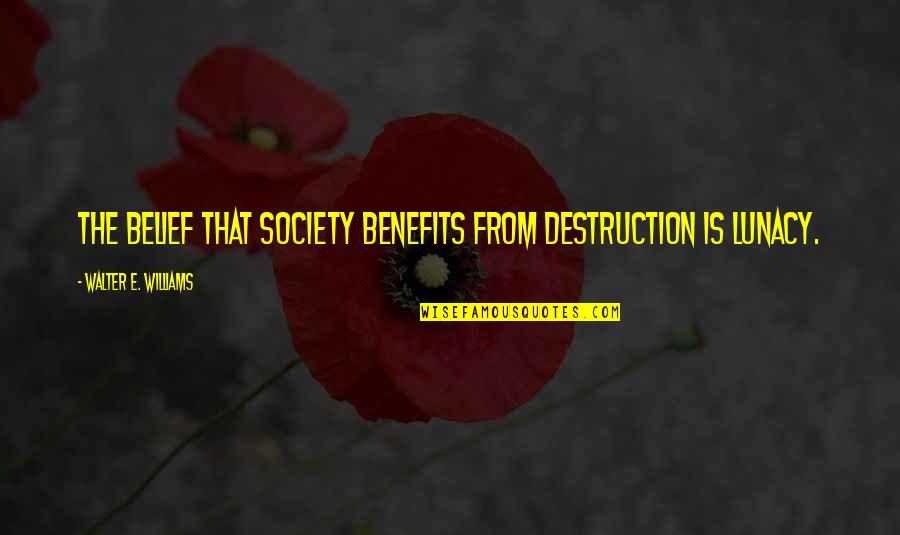 Abaixo Em Quotes By Walter E. Williams: The belief that society benefits from destruction is