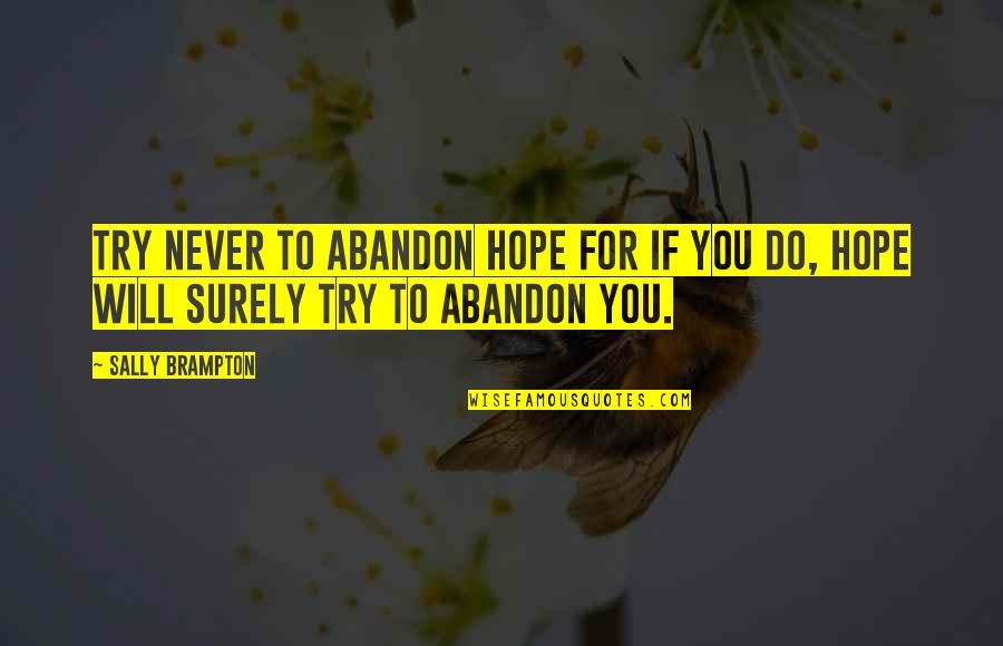 Abandon All Hope Quotes By Sally Brampton: Try never to abandon hope for if you