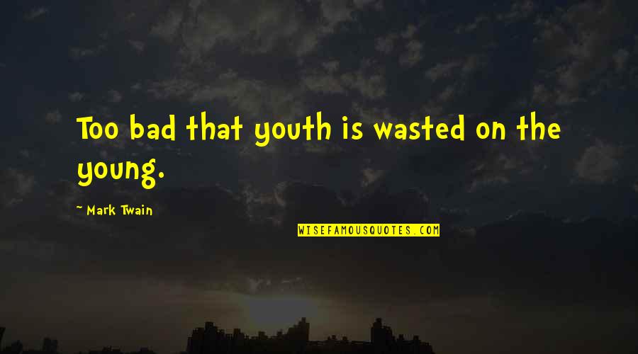 Abandon Friends Quotes By Mark Twain: Too bad that youth is wasted on the