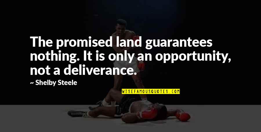 Abandonedly Quotes By Shelby Steele: The promised land guarantees nothing. It is only