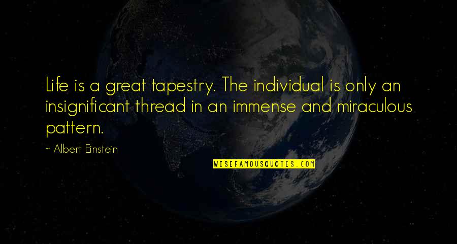 Abarcar Quotes By Albert Einstein: Life is a great tapestry. The individual is