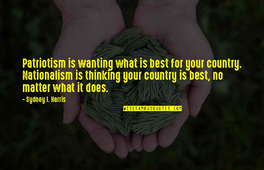 Abatements For The Blind Quotes By Sydney J. Harris: Patriotism is wanting what is best for your