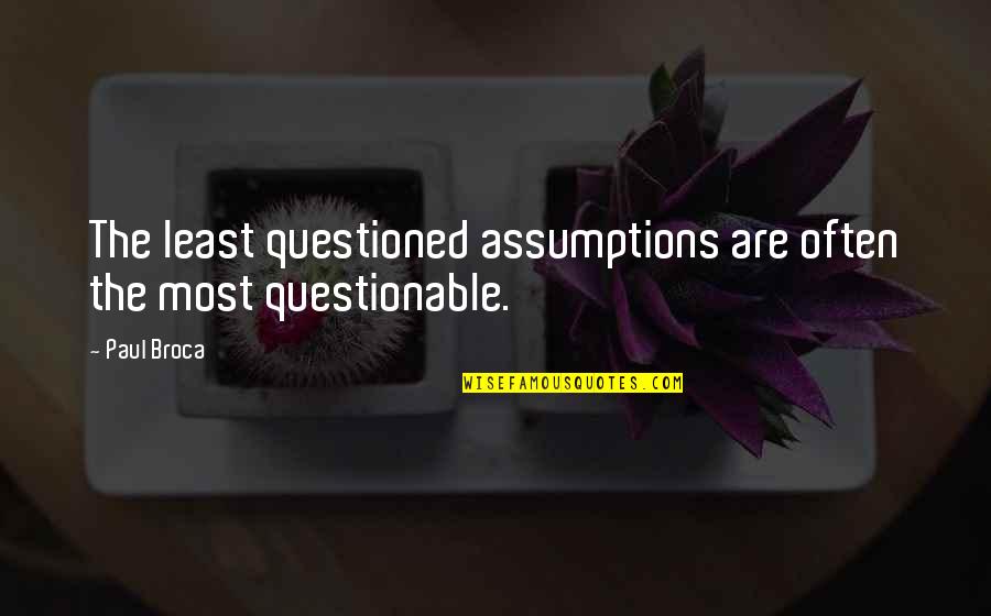 Abateth Quotes By Paul Broca: The least questioned assumptions are often the most