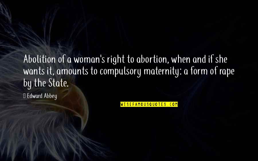 Abbey's Quotes By Edward Abbey: Abolition of a woman's right to abortion, when