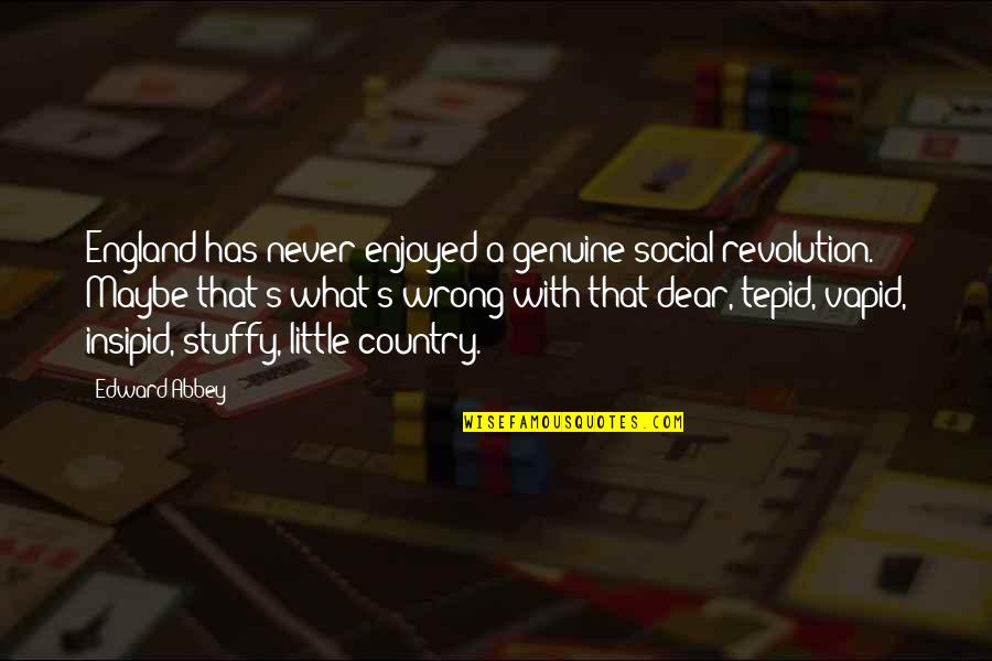 Abbey's Quotes By Edward Abbey: England has never enjoyed a genuine social revolution.