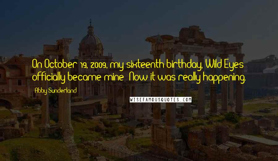 Abby Sunderland quotes: On October 19, 2009, my sixteenth birthday, Wild Eyes officially became mine! Now it was really happening.