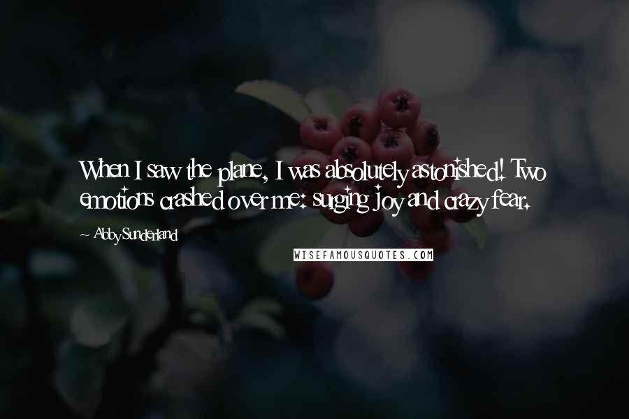Abby Sunderland quotes: When I saw the plane, I was absolutely astonished! Two emotions crashed over me: surging joy and crazy fear.