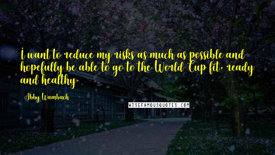 Abby Wambach quotes: I want to reduce my risks as much as possible and hopefully be able to go to the World Cup fit, ready and healthy.